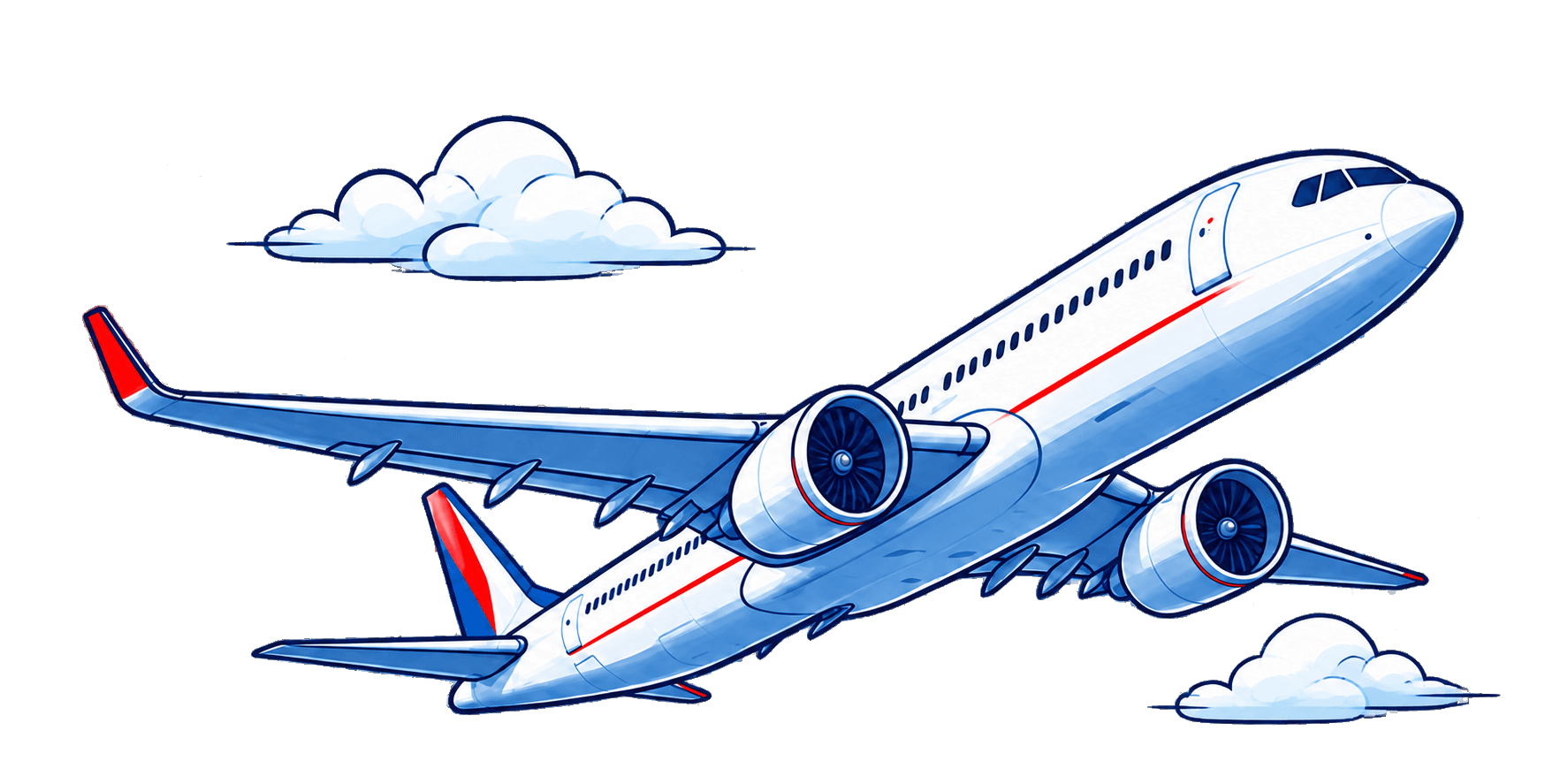 Illustration of aircraft parts moving through a connected aviation network