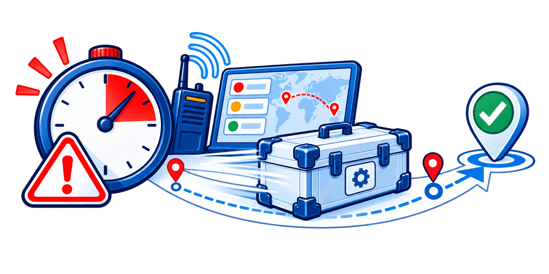 Illustration of an urgent aircraft part shipment supporting a grounded airplane